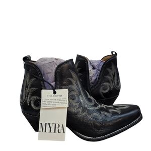 Myra Bag Black Leather Ankle Boots